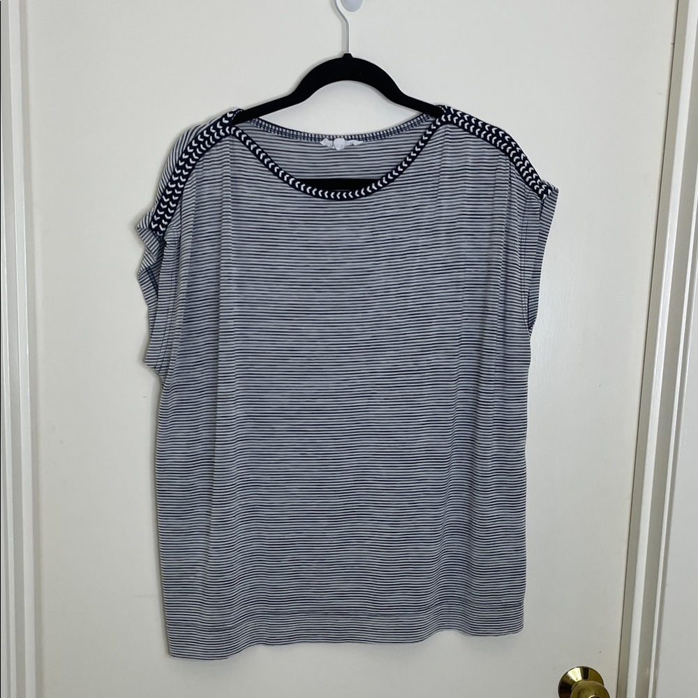 Jane and Delancey Black and White Striped Muscle Tee